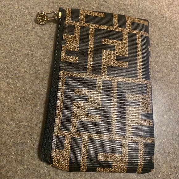 FENDI  Imitation Small Canvas Coin Purse. Black Brown - Signature Design. - Picture 6 of 7